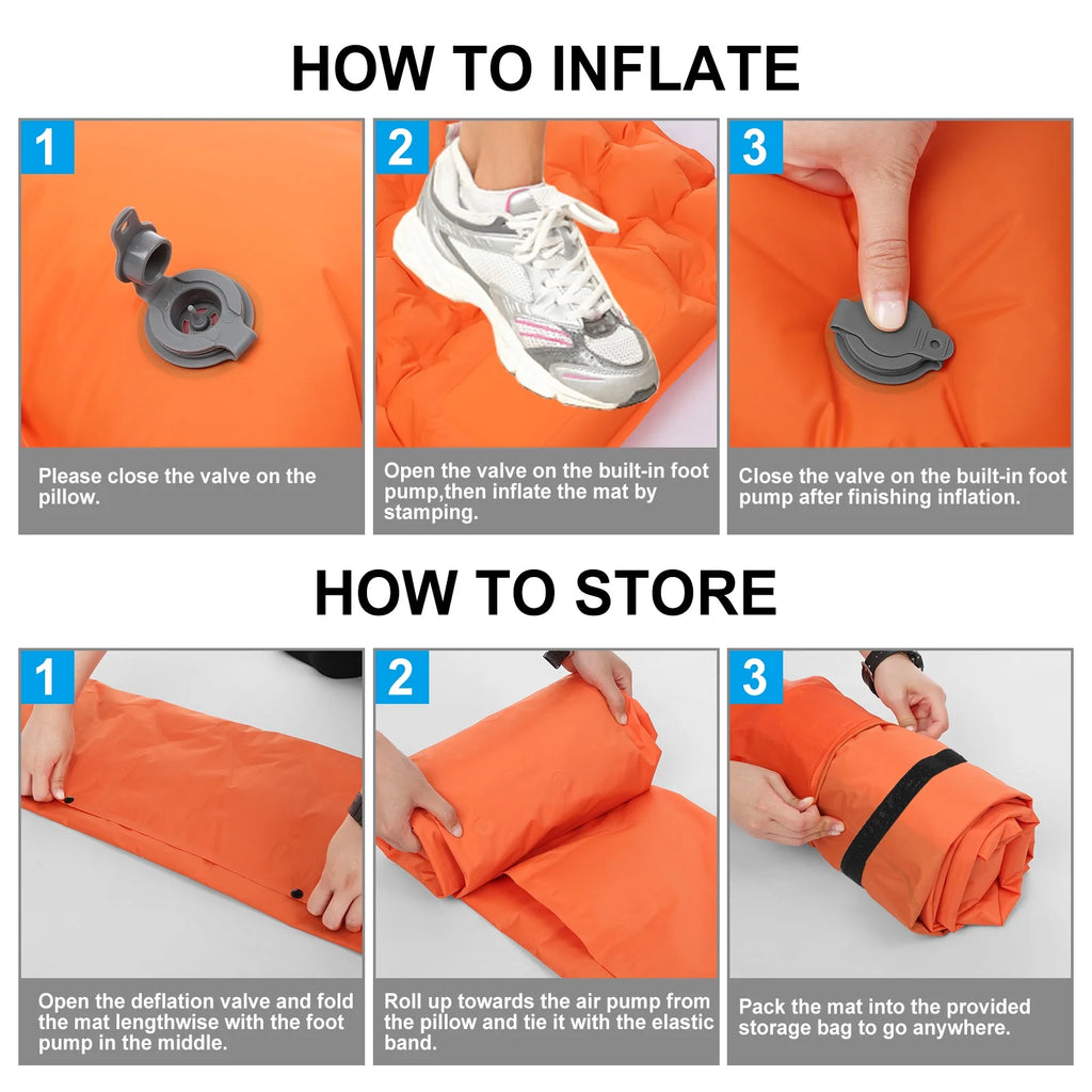 Ultralight Waterproof Camping Air Mattress Sleeping Pad with Built-in Pump W995755
