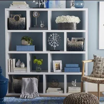Pure White Geometric Bookcase O35799