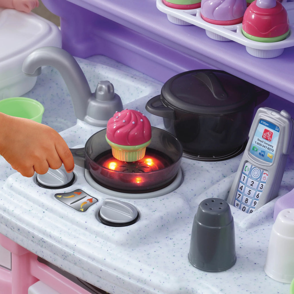 Pink Toddler Plastic Kitchen Playset with 30 Piece Play Set H98869