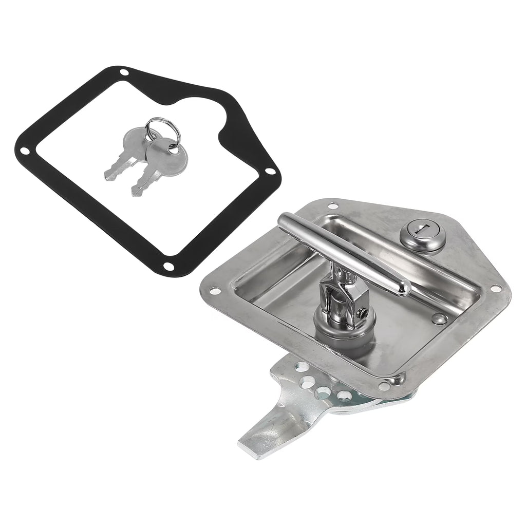 Stainless Steel Folding T Shaped Handle Tool Box Lock with Gasket and Keys K84033