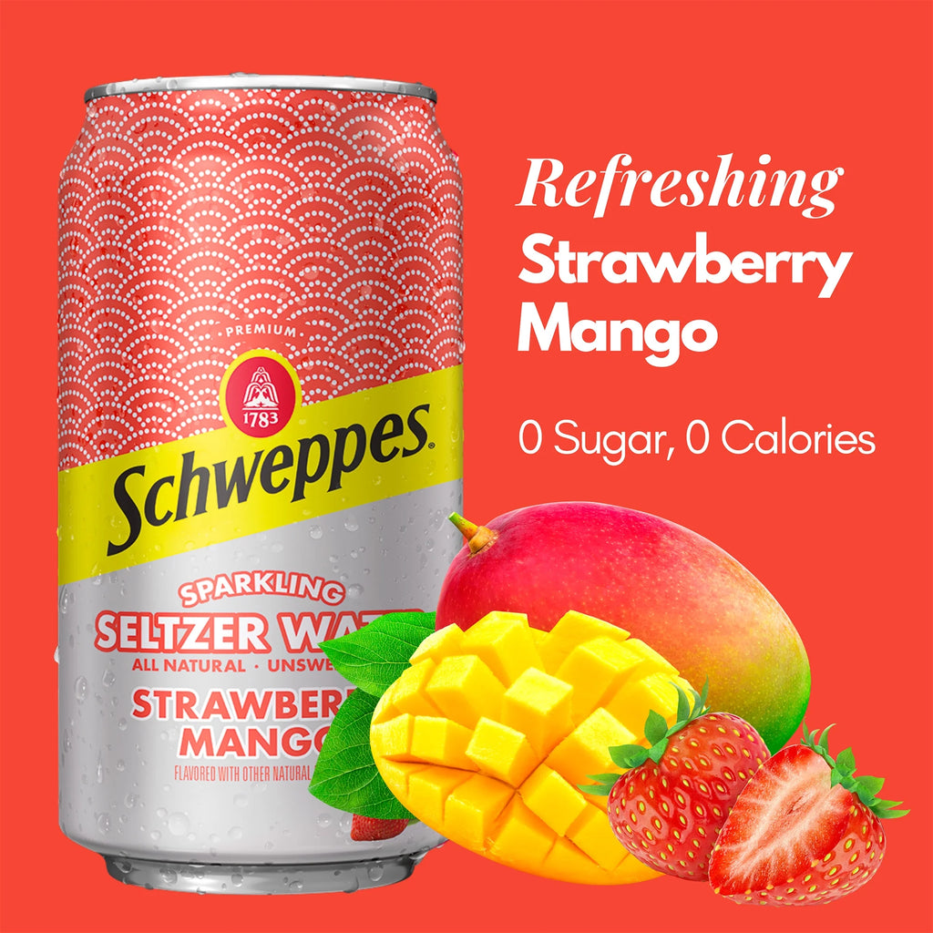 Strawberry Mango Sparkling Seltzer Water, 12 Pack, 12oz Cans W12794
