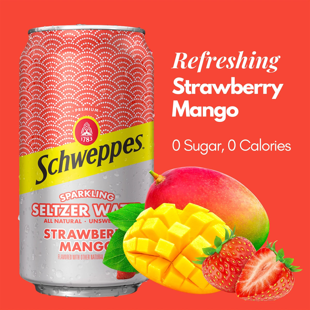 Strawberry Mango Sparkling Seltzer Water, 12 Pack, 12oz Cans W12794