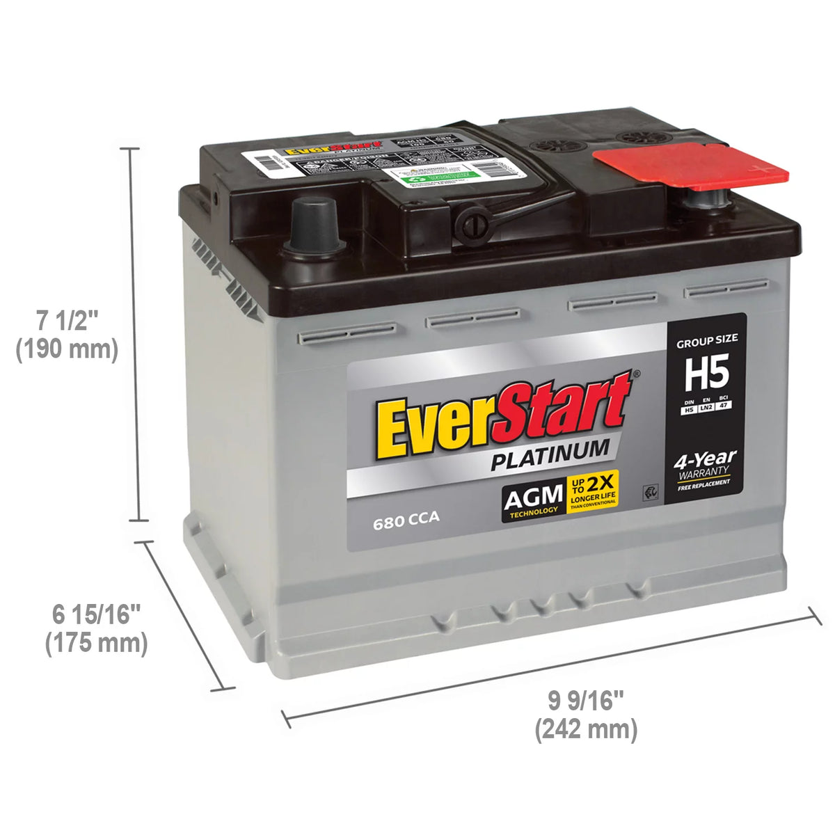 AGM Automotive Battery Group Size H5 12 Volt 680 CCA N93151