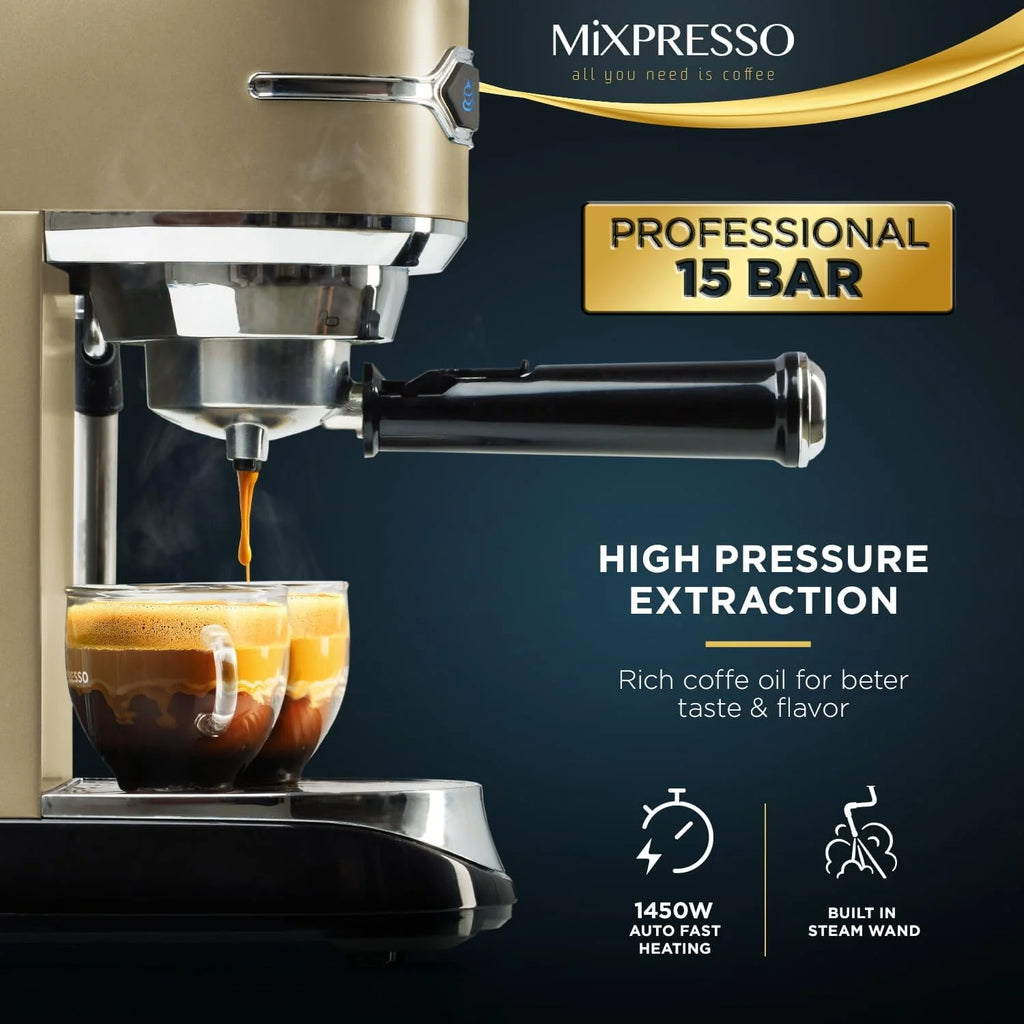 Automatic Espresso Machine with Milk Frother 15-Bar, 37-Oz Red X842