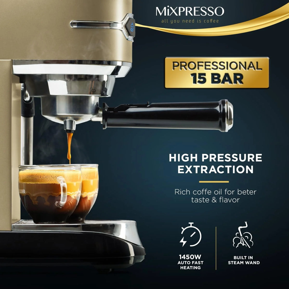 Automatic Espresso Machine with Milk Frother 15-Bar, 37-Oz Red X842