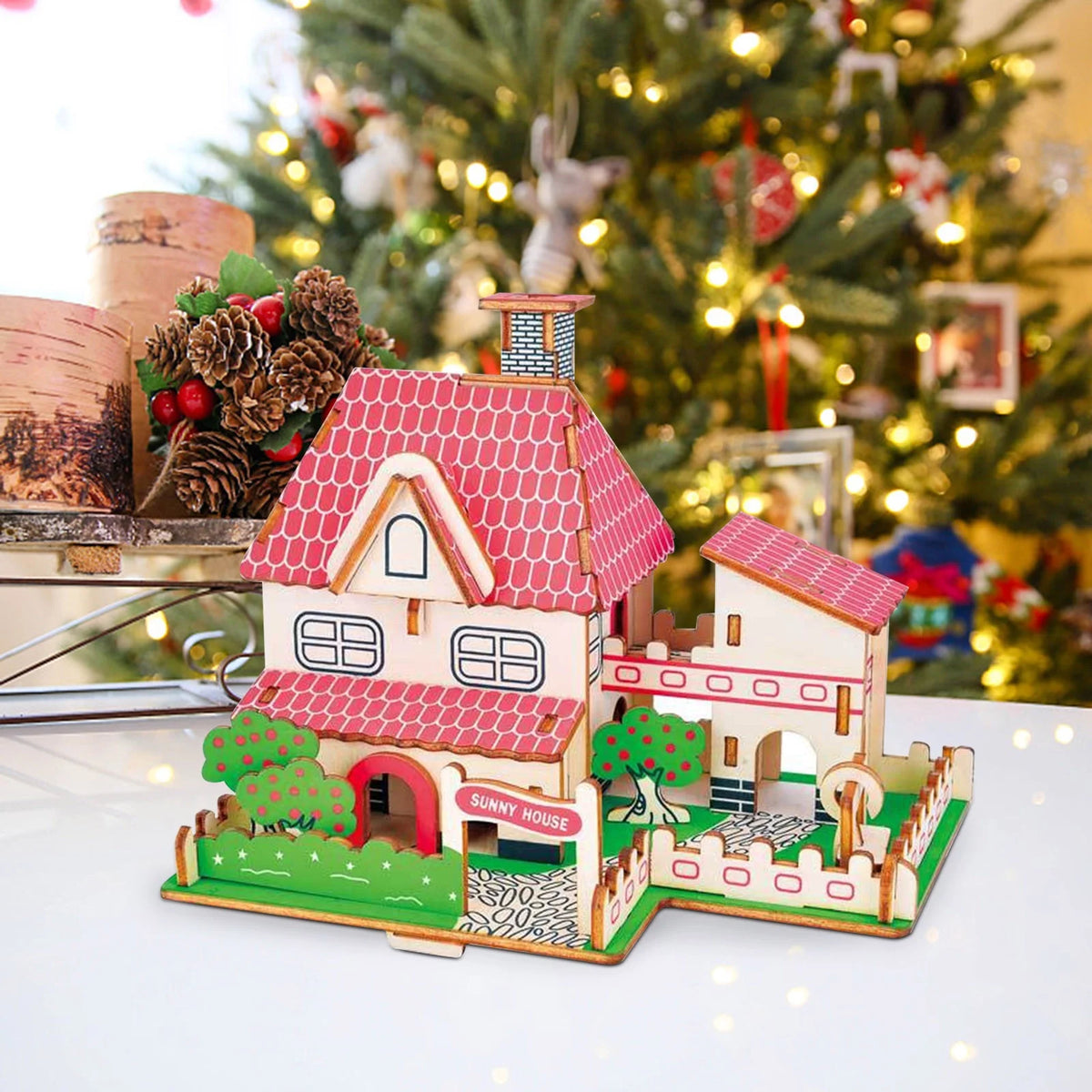 45Pcs 3D Wooden Puzzles DIY Building Model Toys N407