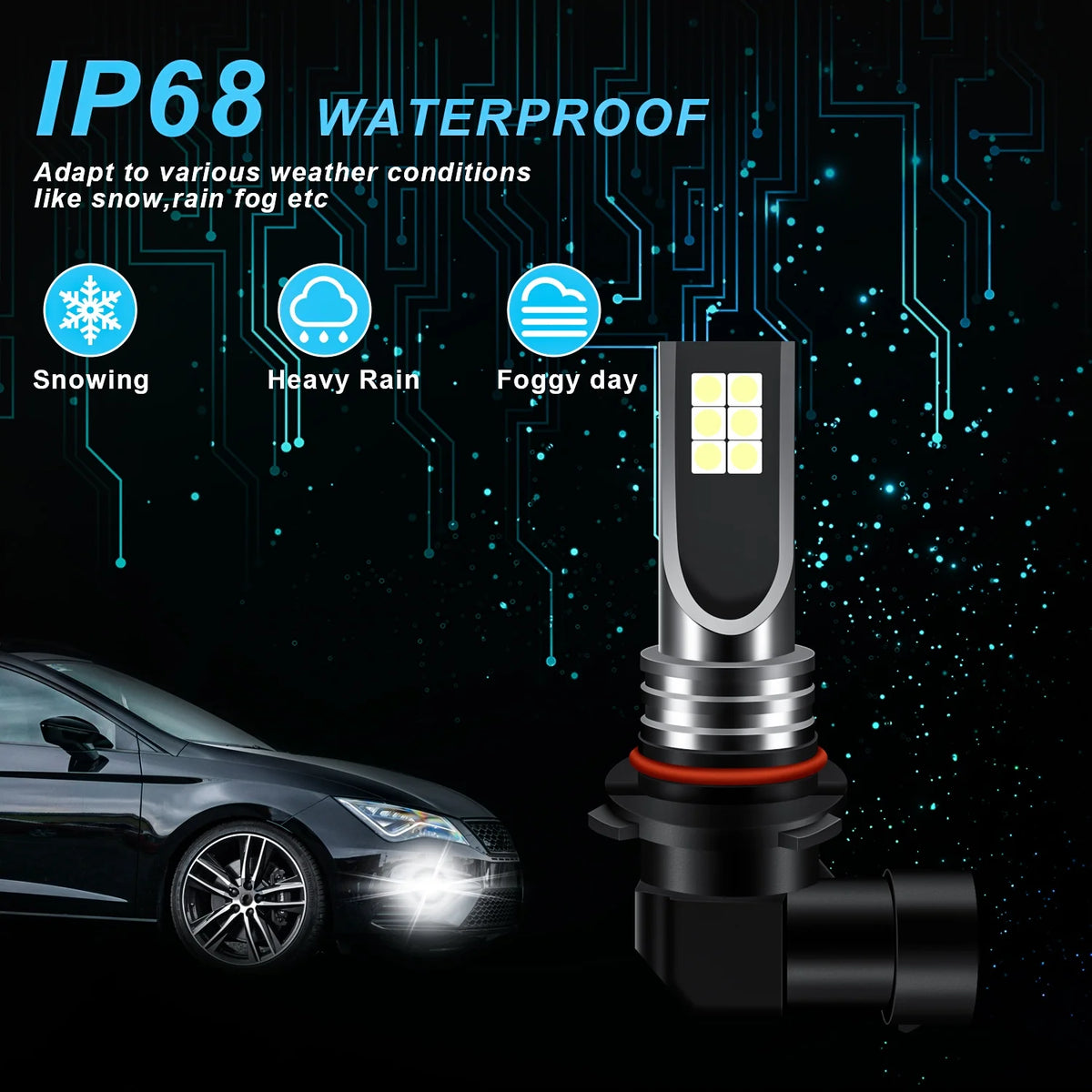 White LED Headlight Fog Light Bulbs Kit B1404