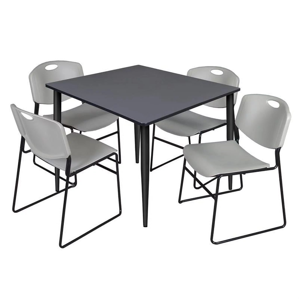 48" Square Breakroom Table & 4 Stack Chairs P422885