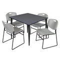 48" Square Breakroom Table & 4 Stack Chairs P422885