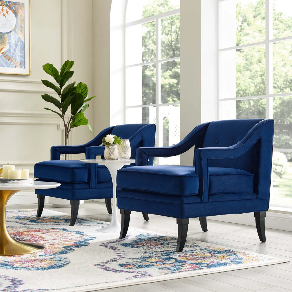 Navy Performance Velvet Set of 2 Living Room Set E500346