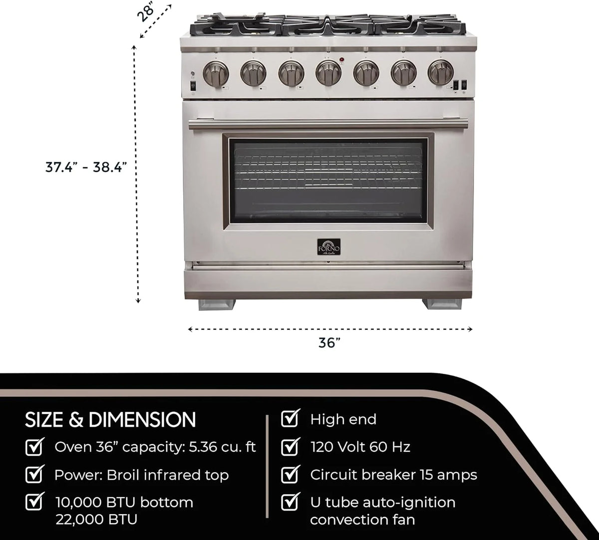 36" Freestanding Gas Range V8520