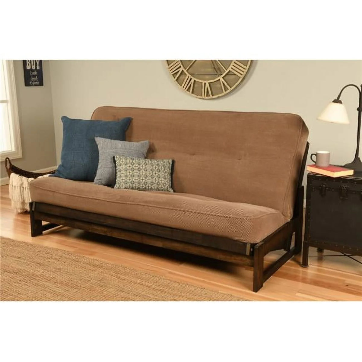 Mocha Full Size Futon Frame with Mattress M100723