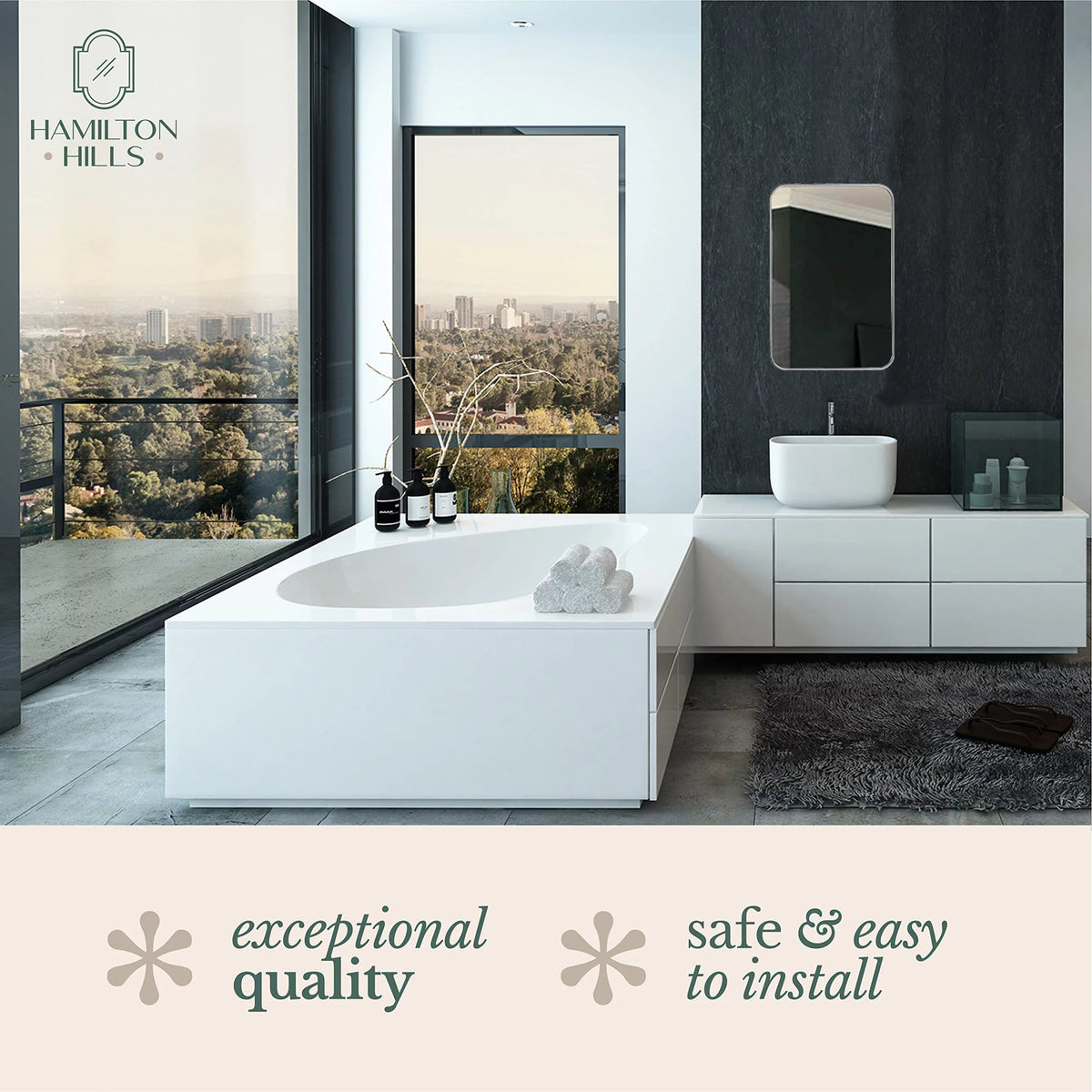 Contemporary Brushed Metal Wall Mirror W4135