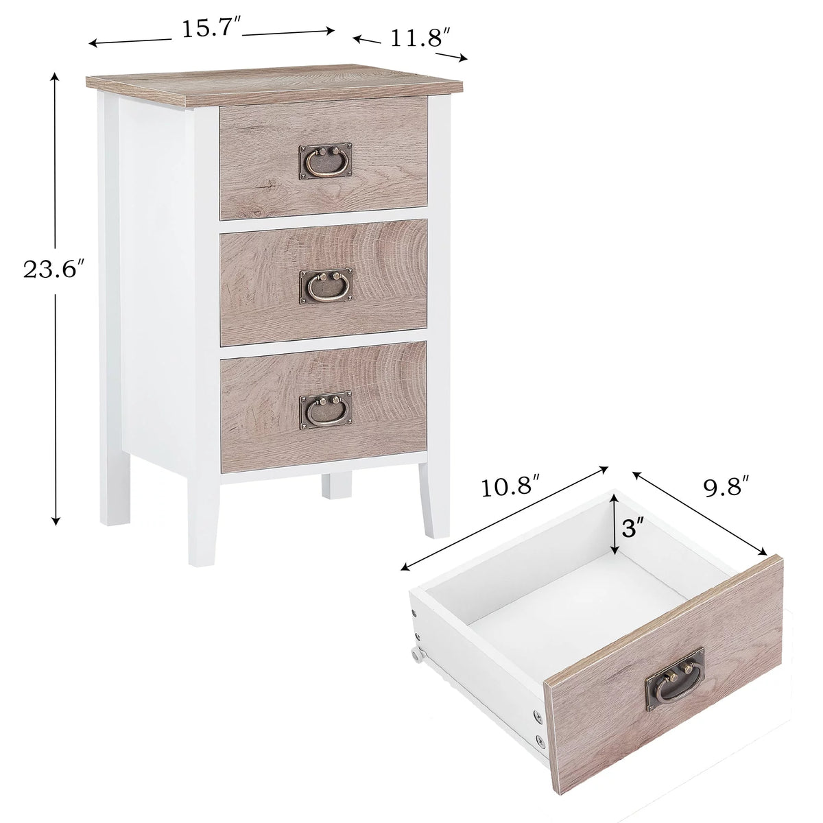 3-Piece Bedroom Set with Metal Bed Frame and 2 Nightstand J177914