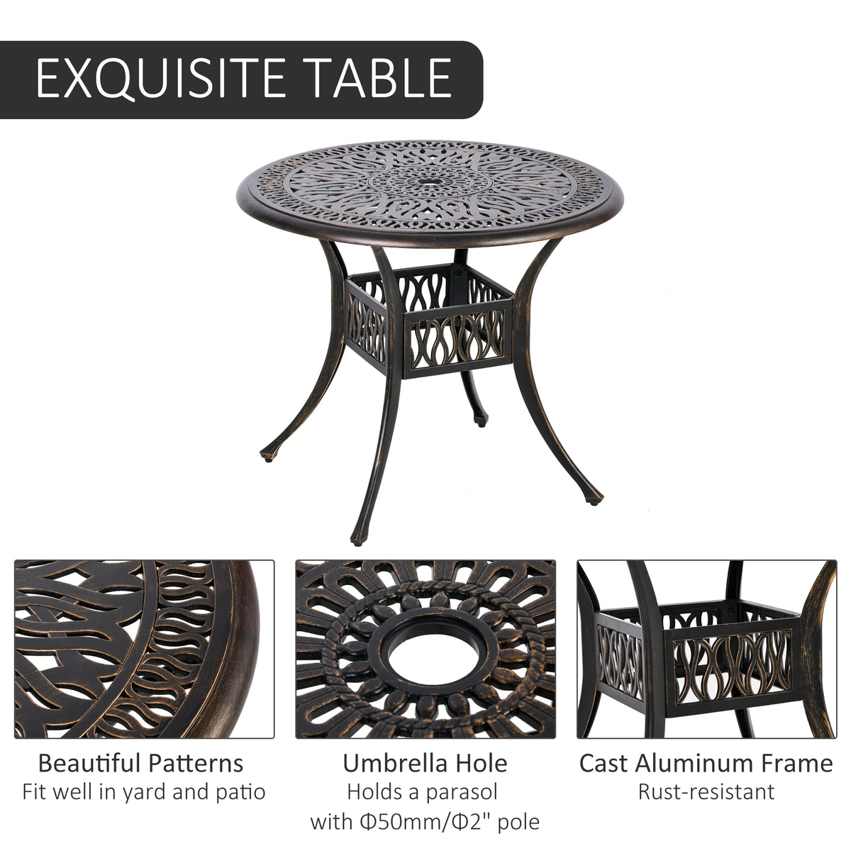 Cast Aluminum Patio Dining Set for 4 Y35376