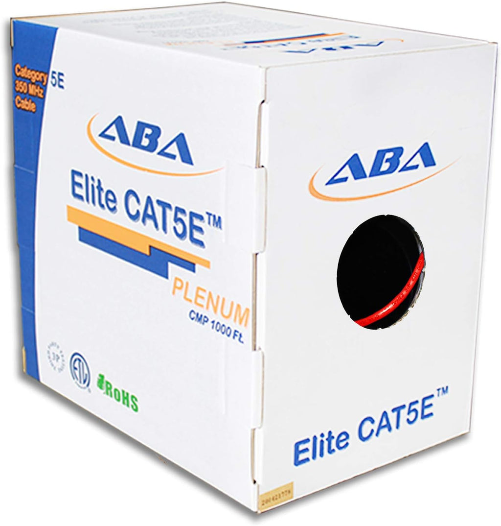 CAT5E Plenum Ethernet Cable 1000ft UTP 24AWG Solid Bare Copper Yellow R963397