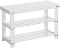 White 3-Tier Bamboo Shoe Rack Bench G220785