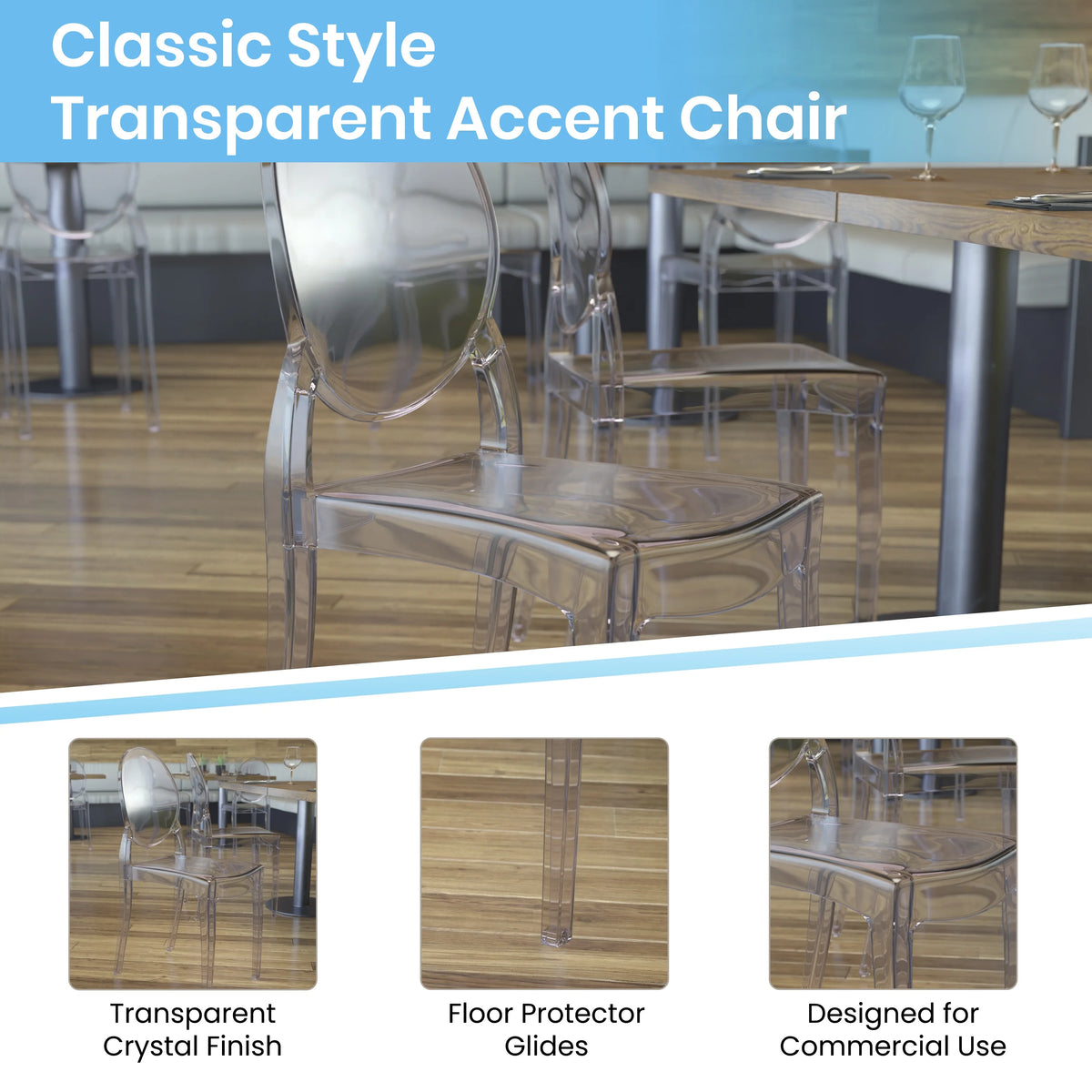 Clear Plastic Chair Set of 4 B9085