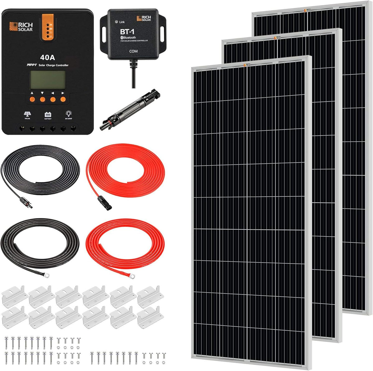 400 Watt 12 Volt 2 Pcs 200W Solar Panel Charge Controller Mounting Brackets Kit V6697