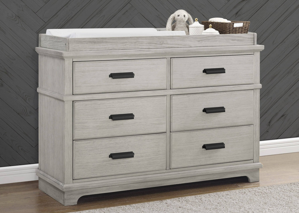 6 Drawer Dresser with Changing Top Rustic Grey R770