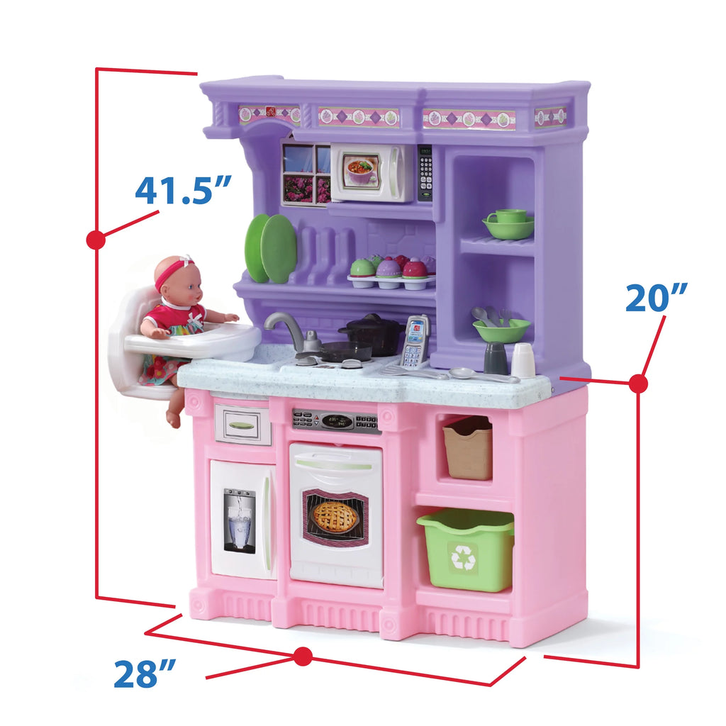 Pink Toddler Plastic Kitchen Playset with 30 Piece Play Set H98869