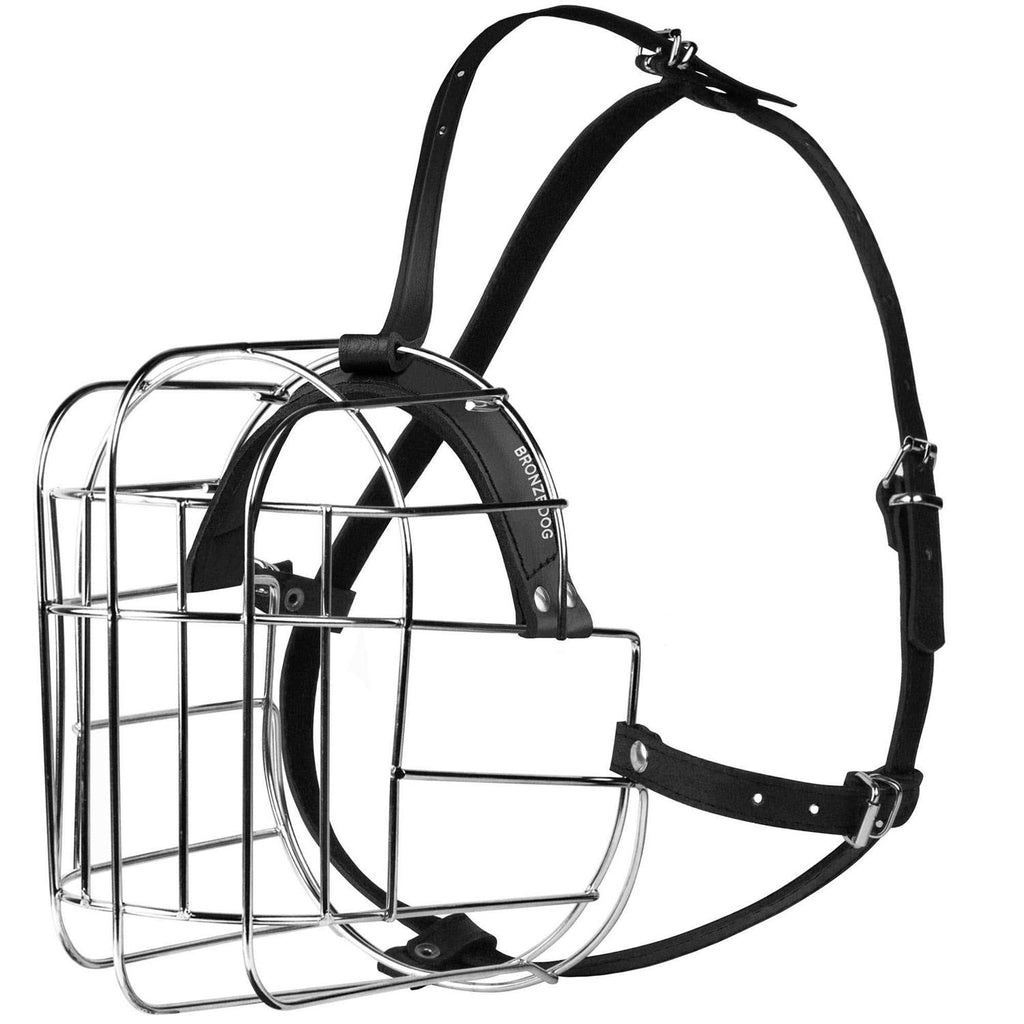 Metal Dog Muzzle Wire Basket with Leather Straps O47603
