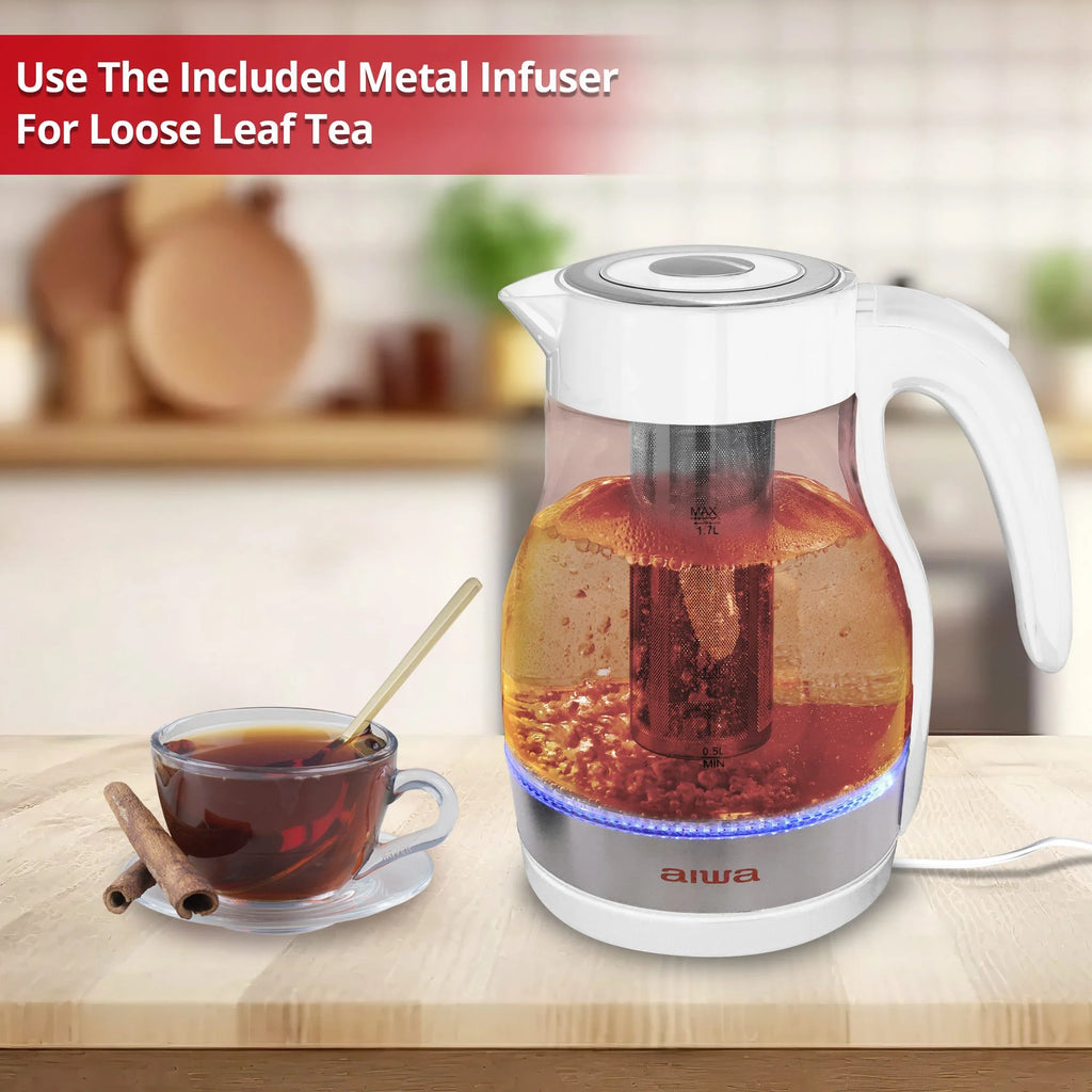 2 in 1 White Infusion Kettle with Removable Stainless Steel Tea Infuser S728093