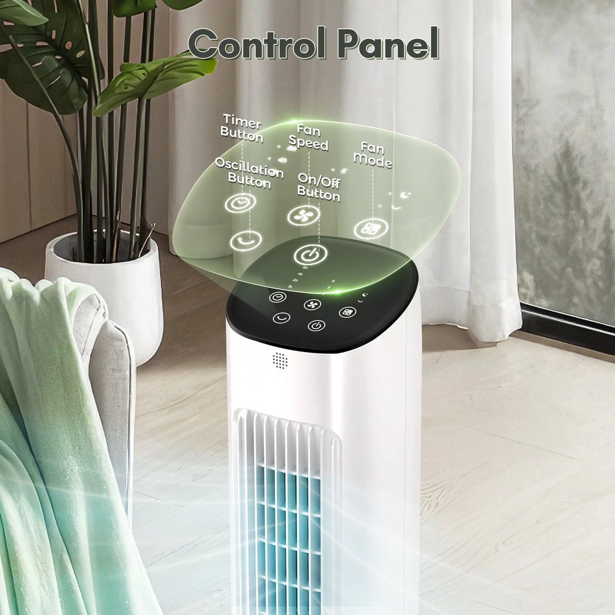 Black 30 Oscillating Tower Fan with 8 Speeds D690039