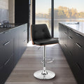 Faux Leather/Wood Swivel Bar Stool in Black/Walnut Z95923