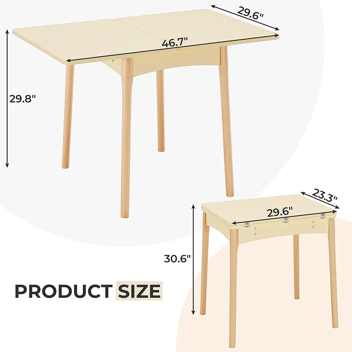 Folding Dining Table with Hidden Storage, Beige B8534