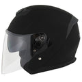 Open Face Motorcycle Helmet with Dual Lens Sun Visor Matt Black Y4678