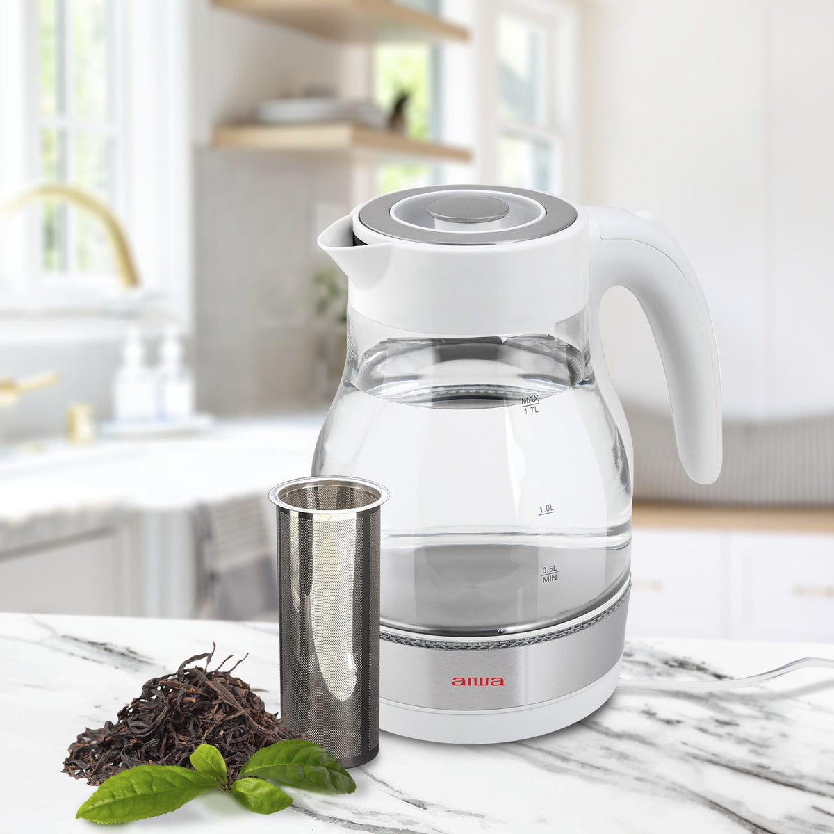 2 in 1 White Infusion Kettle with Removable Stainless Steel Tea Infuser S728093