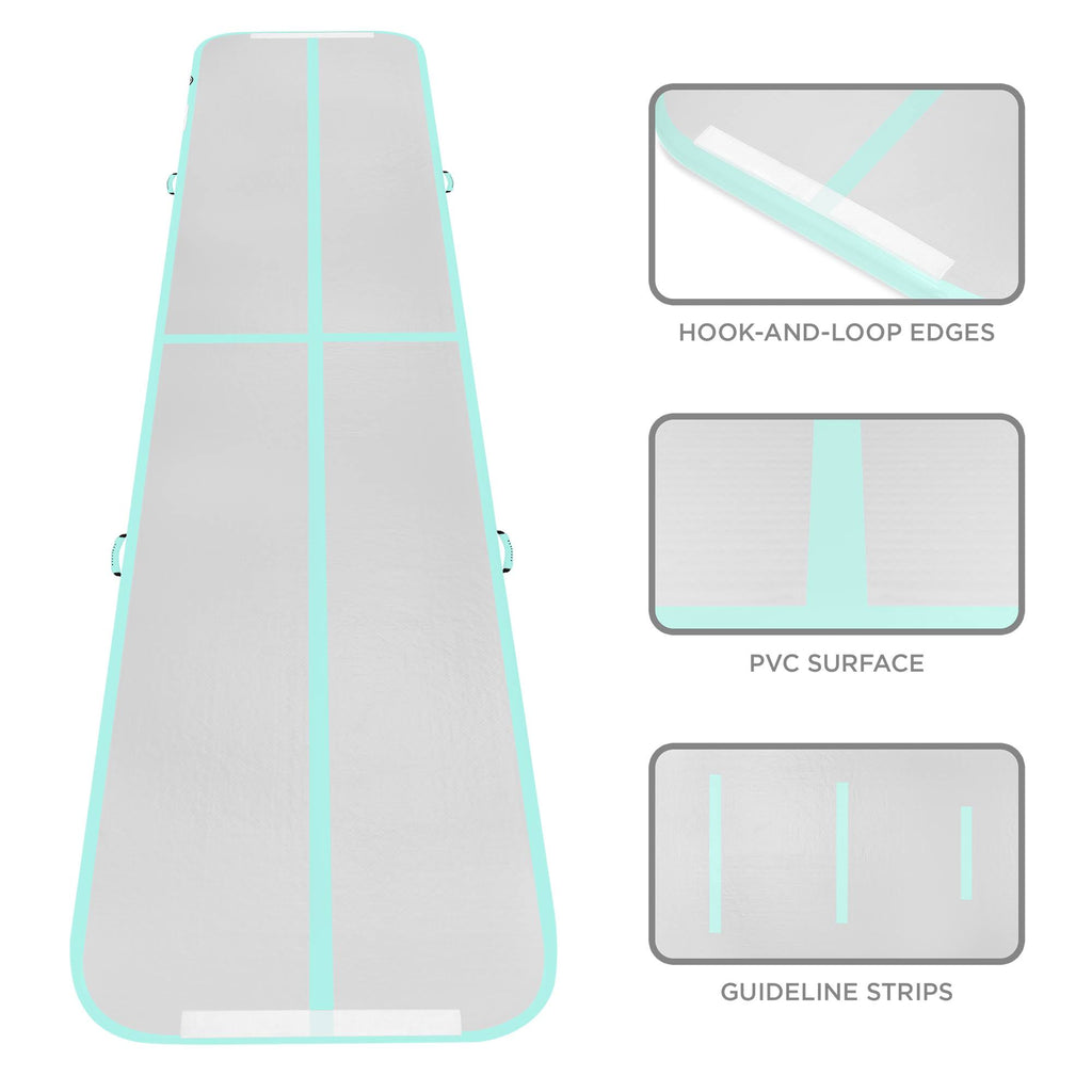 20ft Portable Inflatable Gymnastics Tumbling Air Floor Mat with Pump Carry Bag Green Y3060