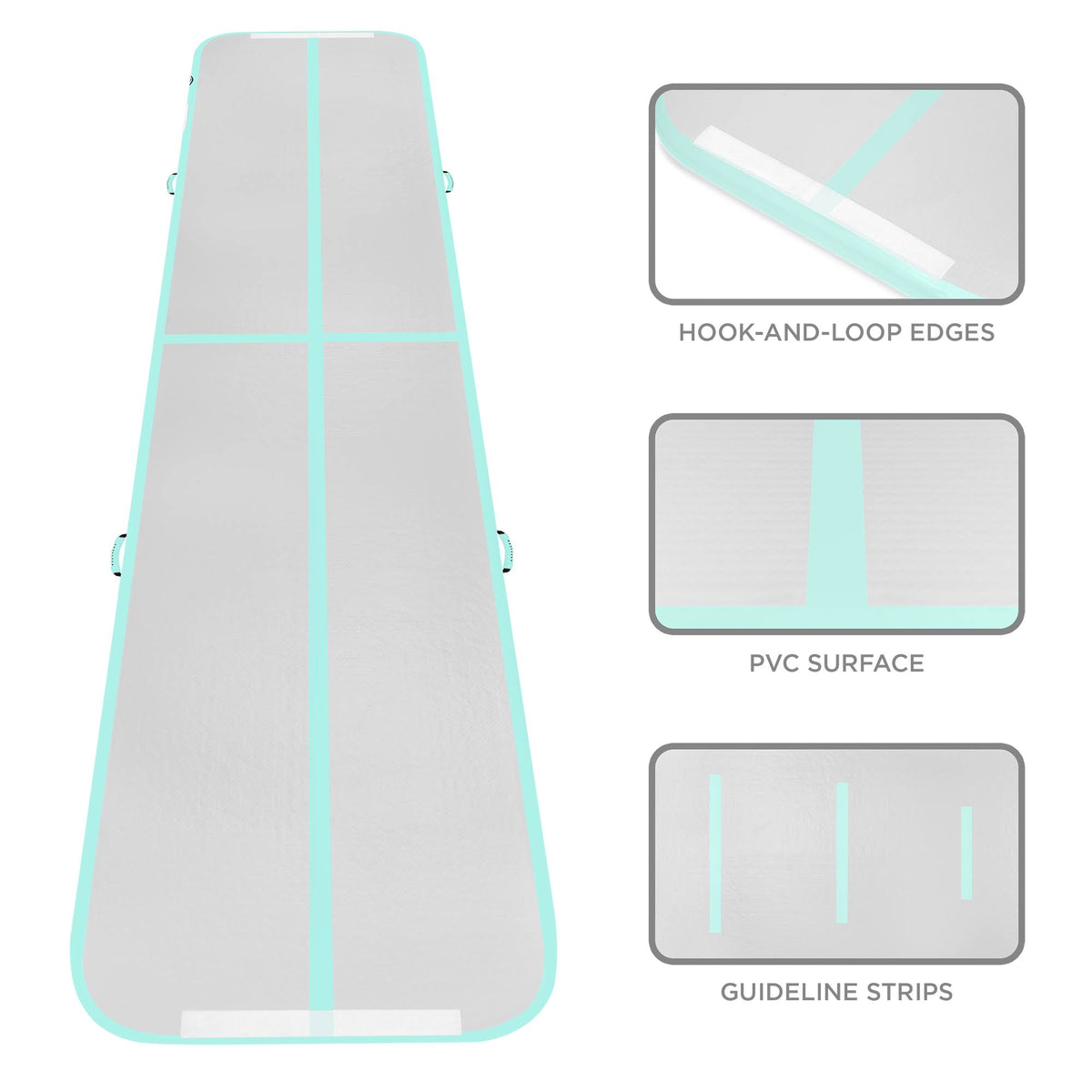 20ft Portable Inflatable Gymnastics Tumbling Air Floor Mat with Pump Carry Bag Green Y3060