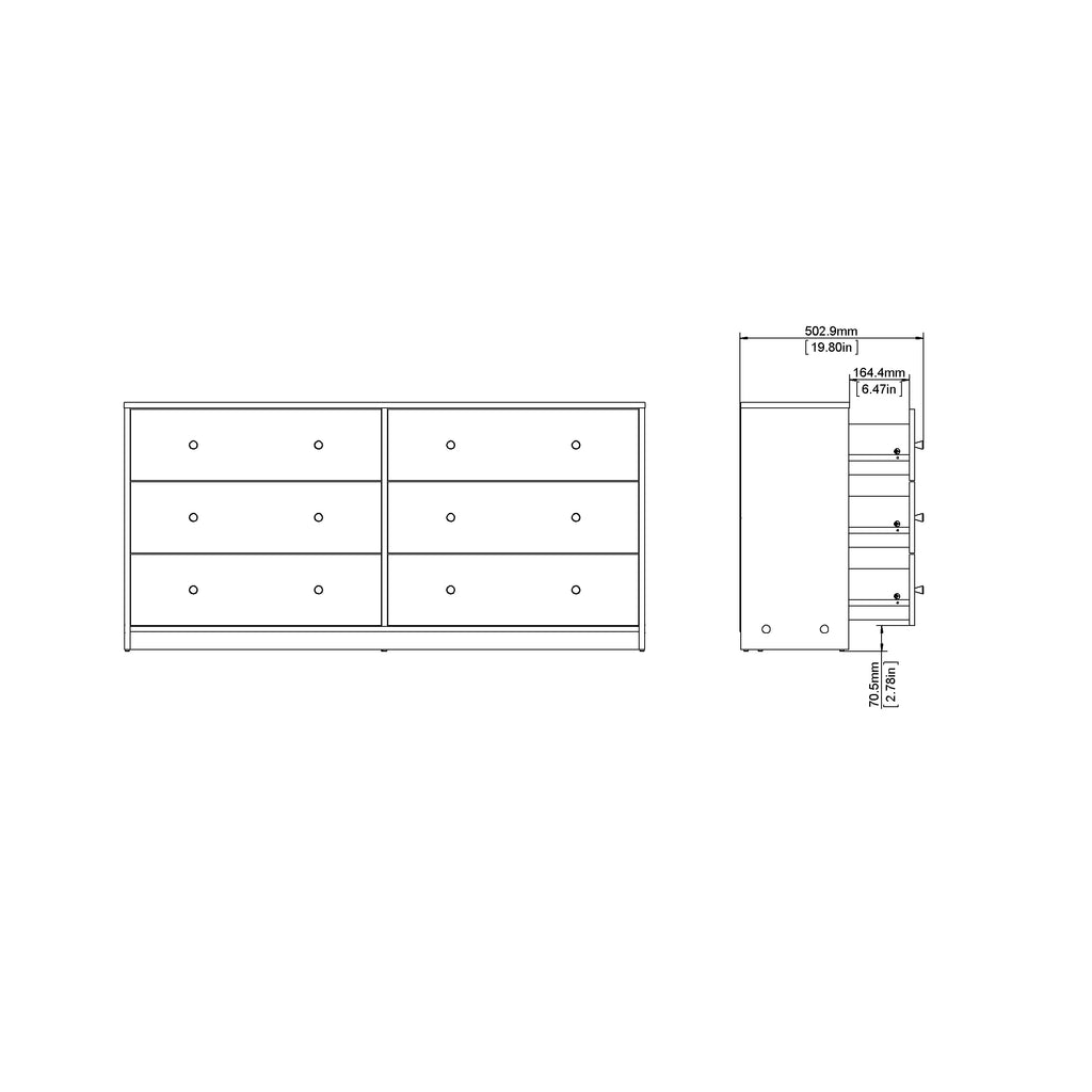 White 6 Drawer Double Dresser M44921