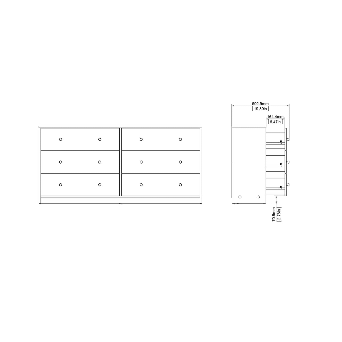 White 6 Drawer Double Dresser M44921