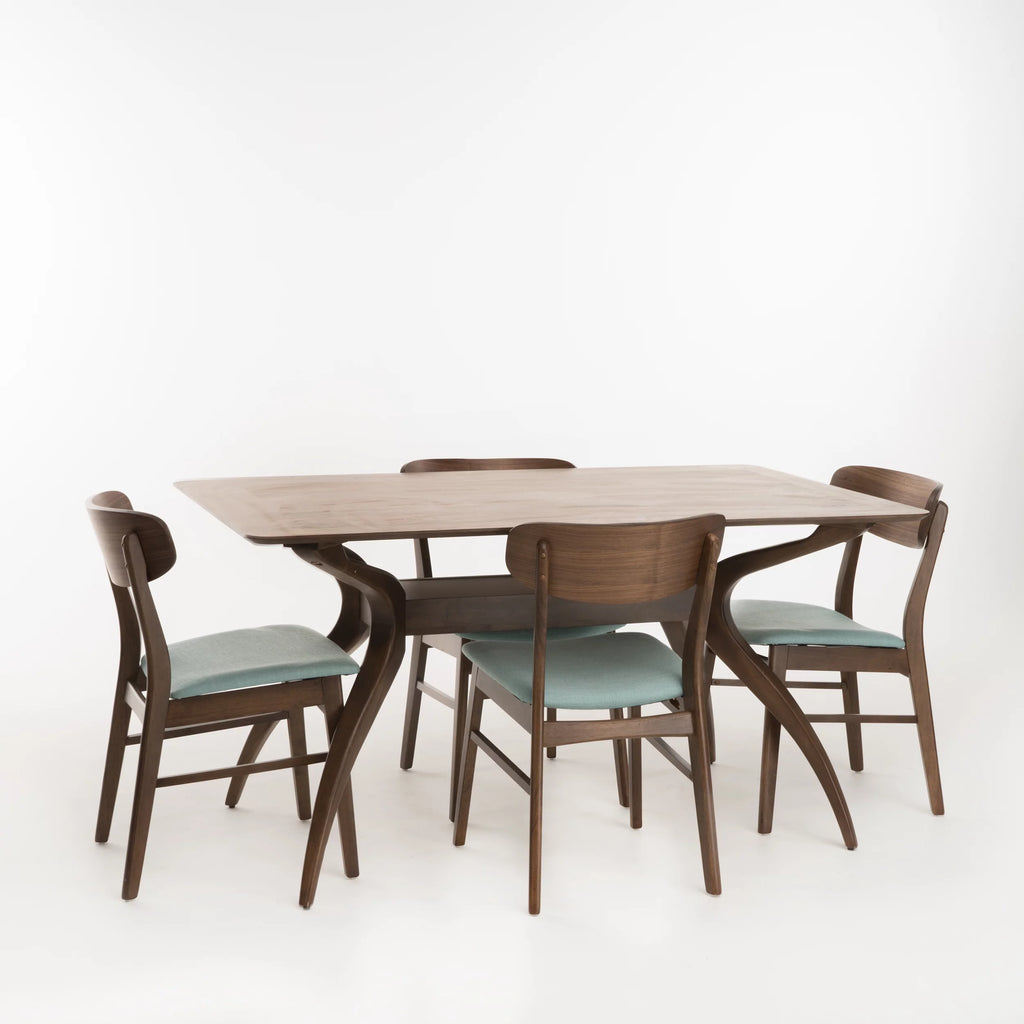 5 Piece Mint and Walnut Dining Set F5481