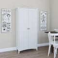 White Engineered Wood Kitchen Pantry Cabinet with Doors I1283