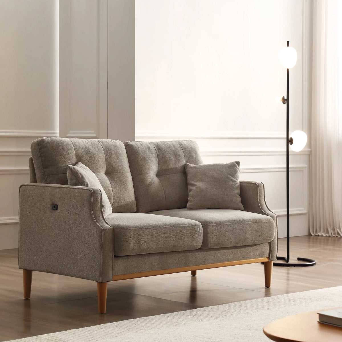 Cream Waterproof Fabric 2 Seater Sofa Q5299