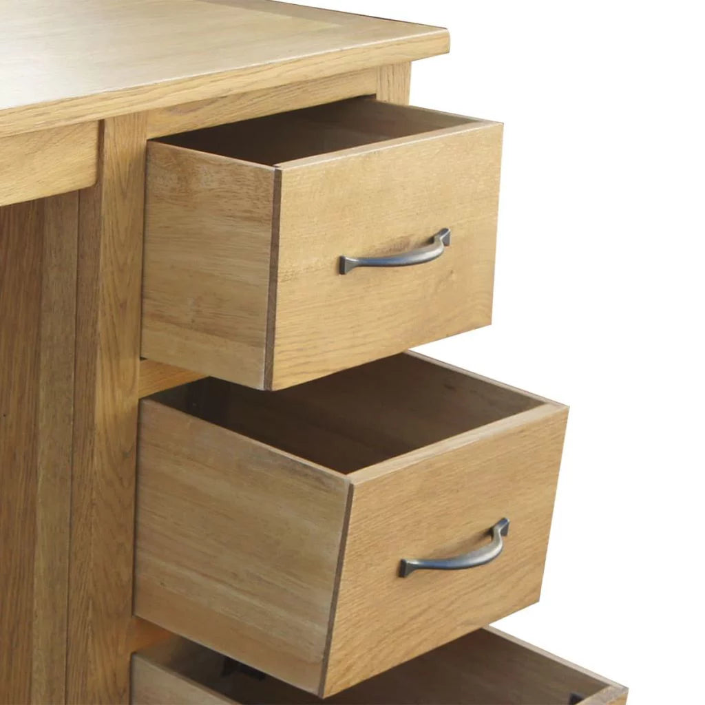 Solid Oak Wood Desk with 3 Drawers B2942
