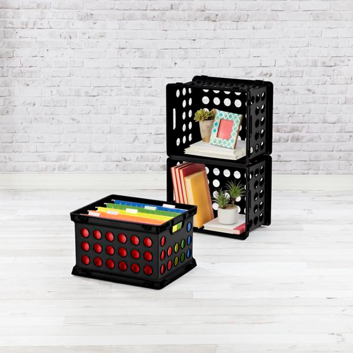 Stackable Storage Crate Organizer Bins with Handles, 18 Pack M165