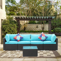 Blue 5 Pieces Outdoor Patio Conversation Sofa Set I30287