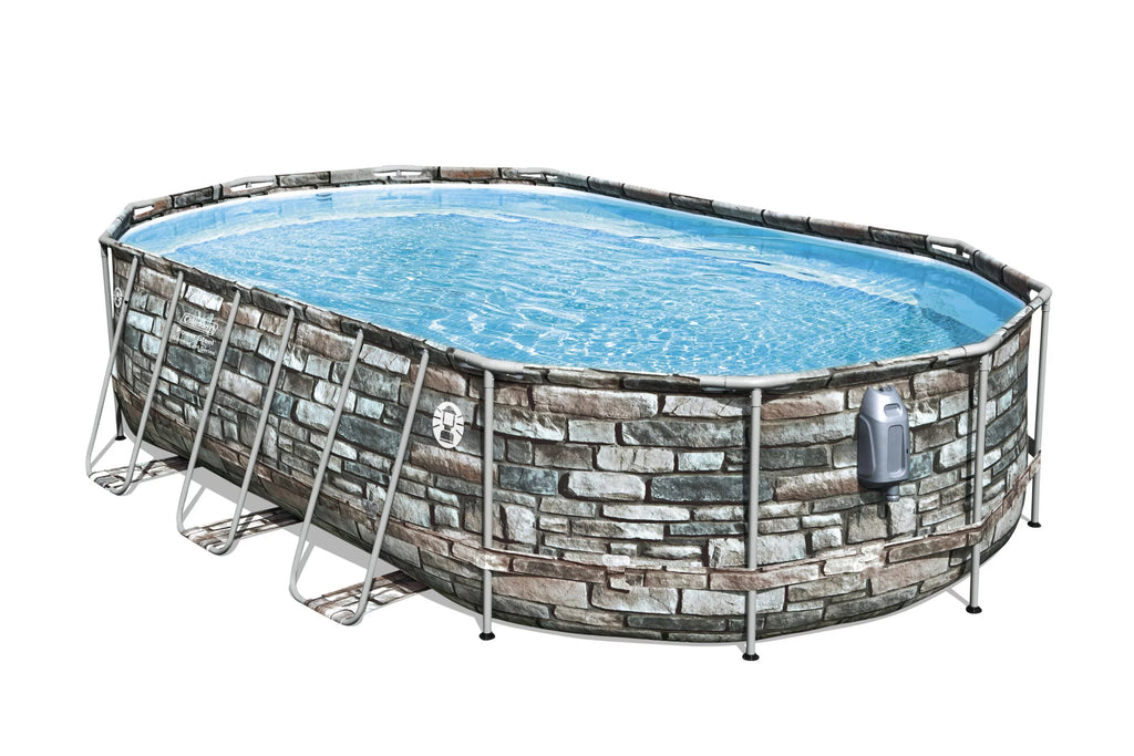 Coleman 20' Power Steel Comfort Jet Oval 48 Deep Metal Frame Above Ground Pool L937801