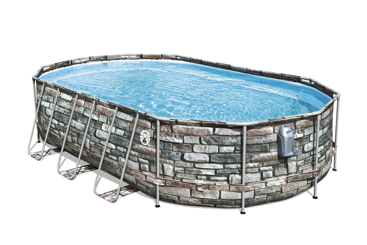 Coleman 20' Power Steel Comfort Jet Oval 48 Deep Metal Frame Above Ground Pool L937801