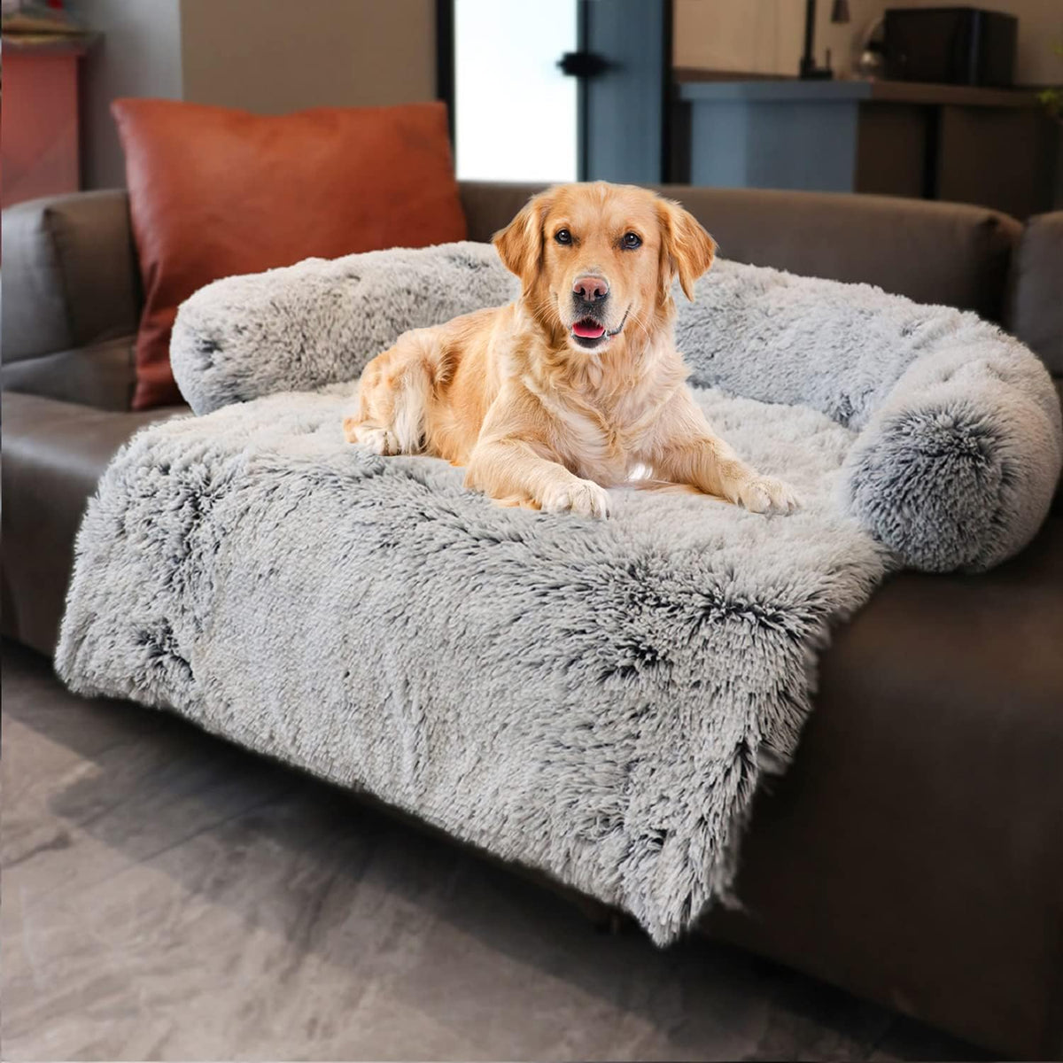Gradient Brown Medium Plush Dog Bed M447