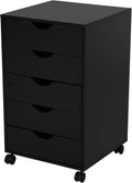 White 5 Drawer File Cabinet with Wheels E176