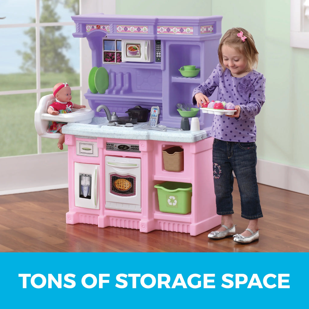 Pink Toddler Plastic Kitchen Playset with 30 Piece Play Set H98869