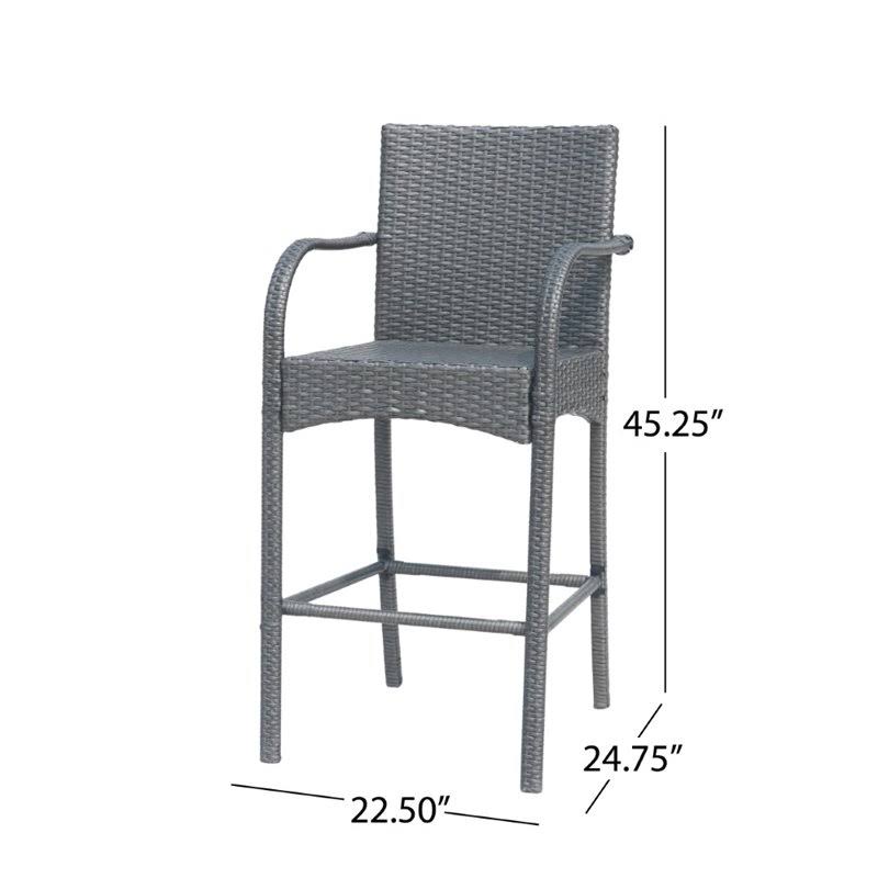 Gray Wicker Barstool Chair (Set of 2) E8886