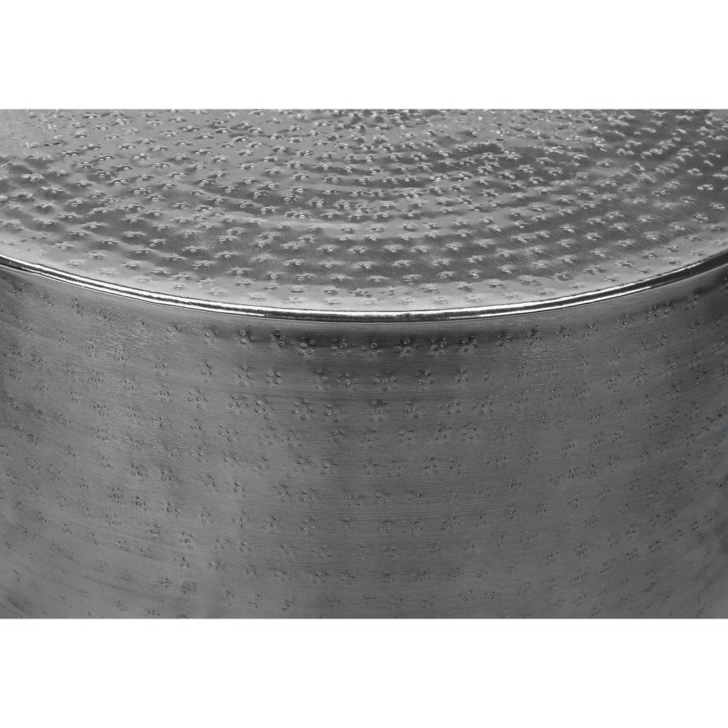 Hammered Drum Shaped End Table 22" Chrome P946389
