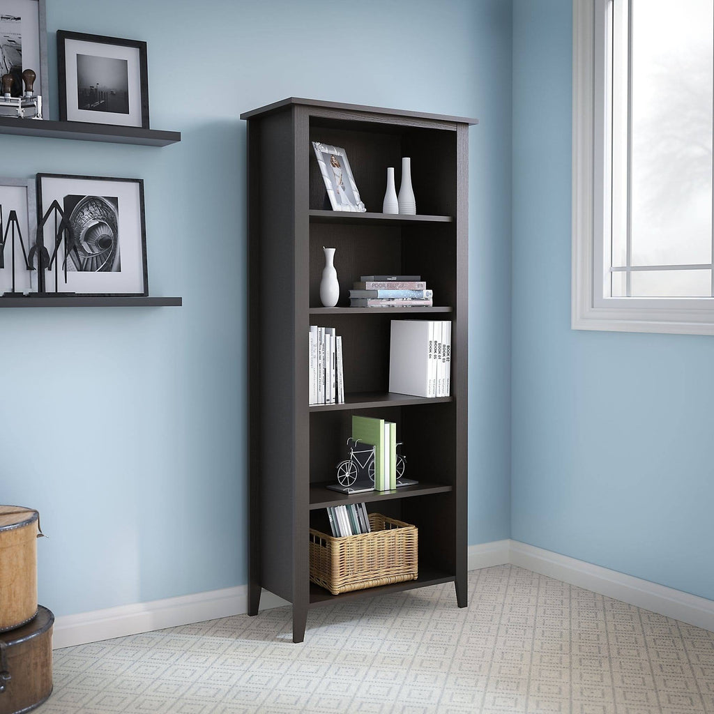 5 Shelf Bookcase, Black Suede Oak T1245